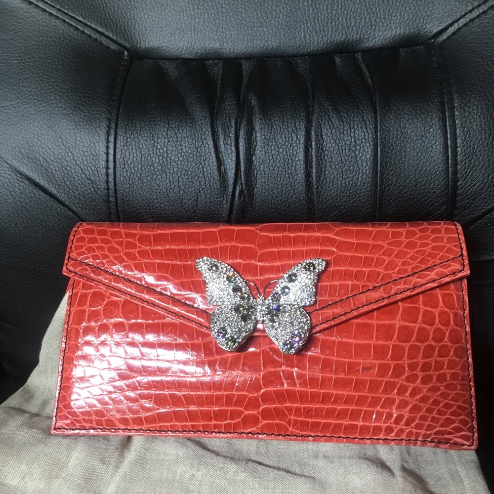 Vintage Valentino crocodile envelope clutch